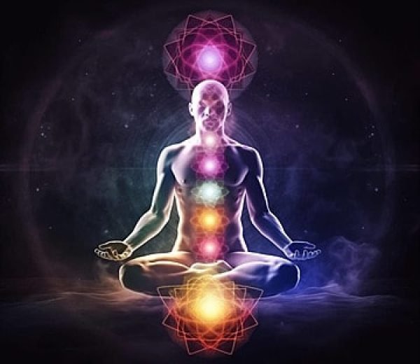 pngtree silhouette of spiritual pose with aura chakra and energy for inner peace zen meditation and yoga enhanced by generative ai technology photo image 51873792